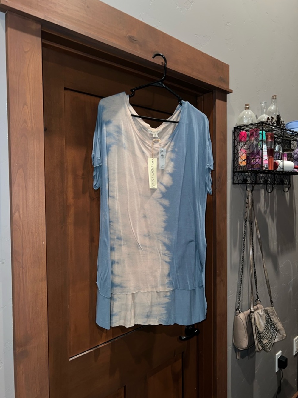 Moon & Sky Oversized Tee-Blue/Tan Tie-Dye